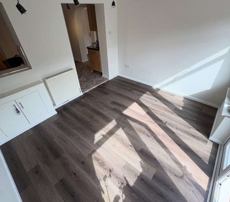 A variety of Colonia LVT flooring; Oak Plank, Bloomfield Oak Herringbone and Balmoral Grey Slate designs – Project 31